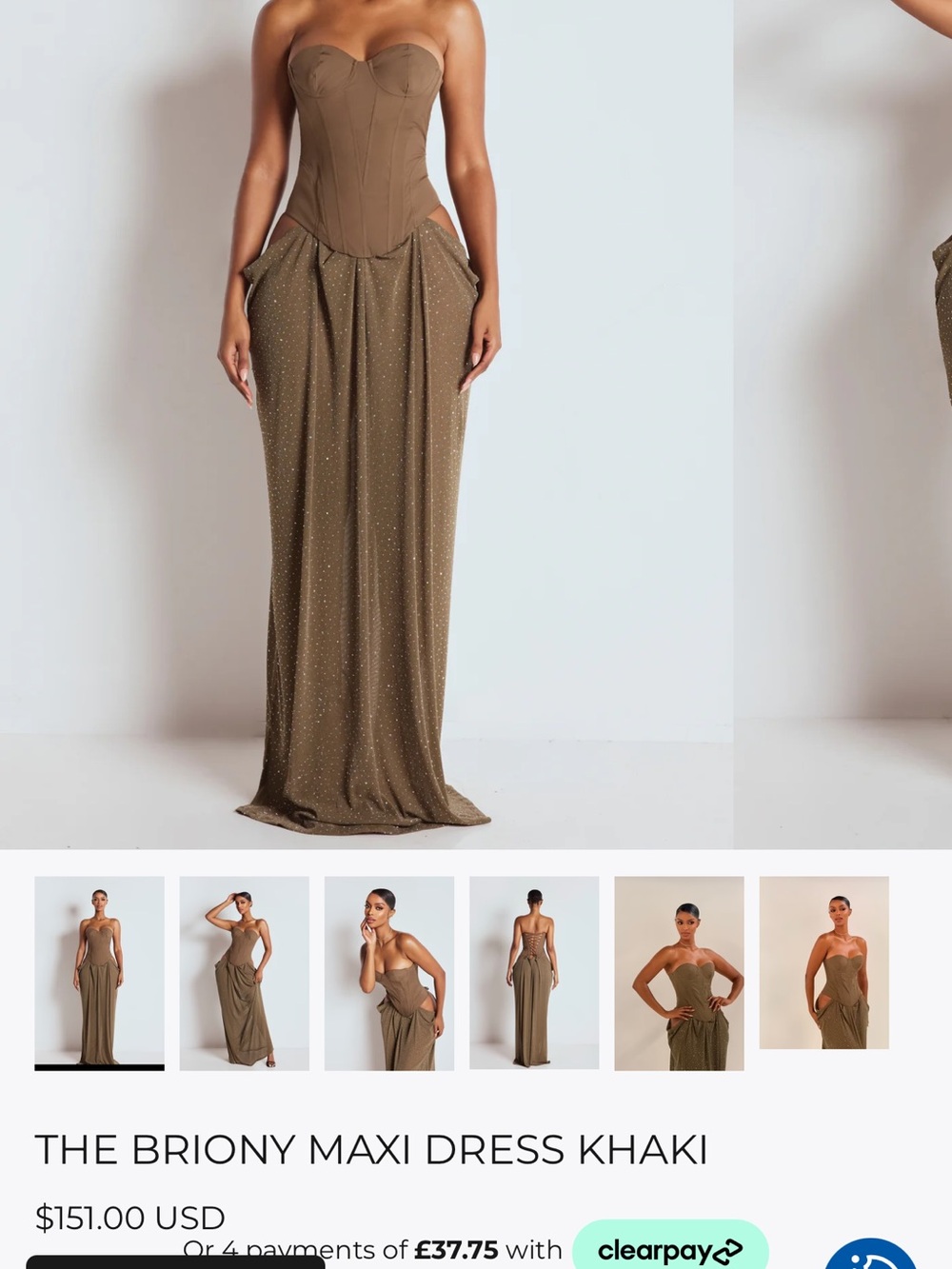 NWT Strapless Corset Evening Gown in Olive